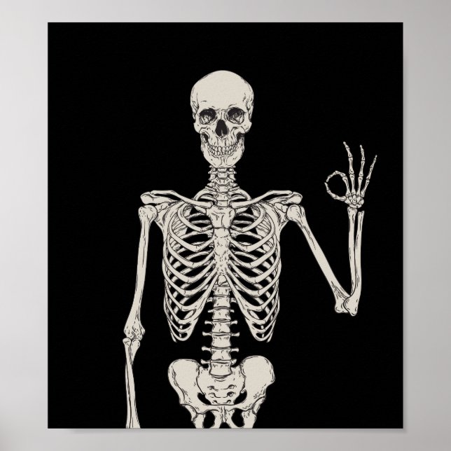 Poster Close-Up of a Skeleton's Okay Gesture (Frente)