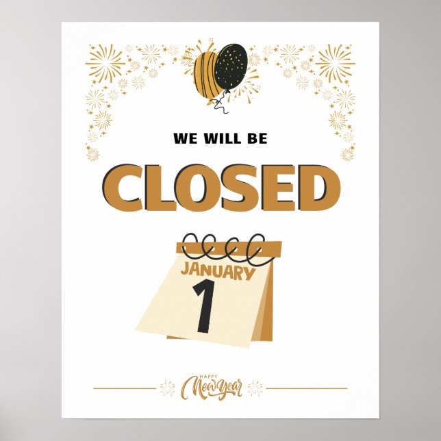 Poster Closed January 1st Store Hours (Frente)