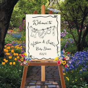 Poster Clothesline do Chá de fraldas de Boas-vindas do Wh