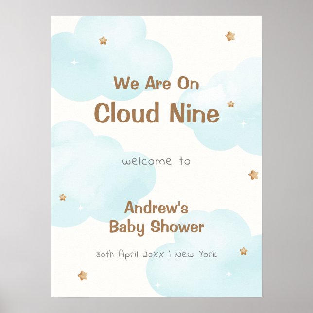 Poster Cloud Nine Nine, Cute Neutral, Chá de fraldas Bem- (Frente)