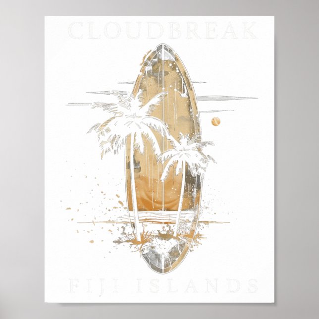 Poster Cloudbreak Ilhas Fiji Surf Vintage Surfe Surfando (Frente)