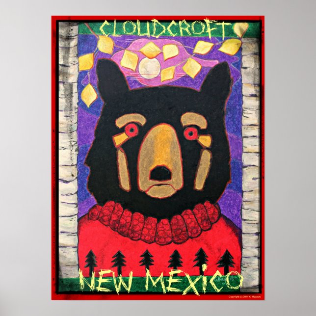 Pôster Cloudcroft, New Mexico Black Bear in Sweater (Frente)