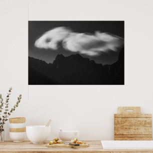 Poster Clouds above mountain silhouette