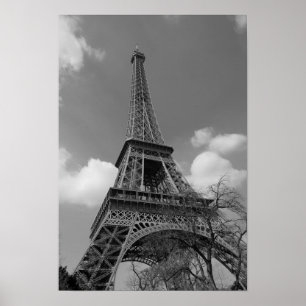 Poster Cloudy Eiffel In Black and White, 2015