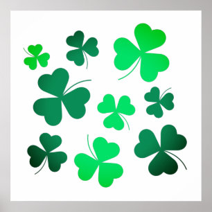 Poster Clover Shamrock Dia de São Patrício verde irland