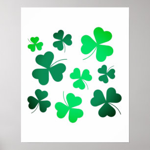 Poster Clover Shamrock Dia de São Patrício verde irlandês