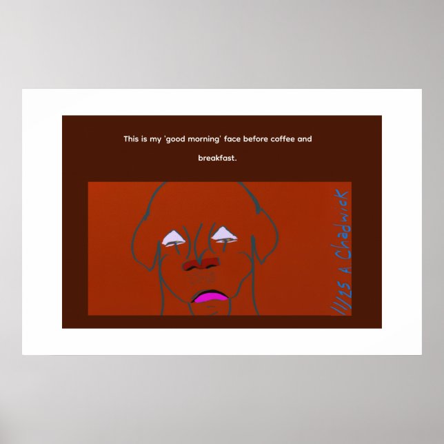 Poster Clown-Faced Dog Cartoon Sketch (Frente)