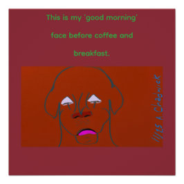 Pôster Clown-Faced Dog Cartoon Sketch Glossy Poster