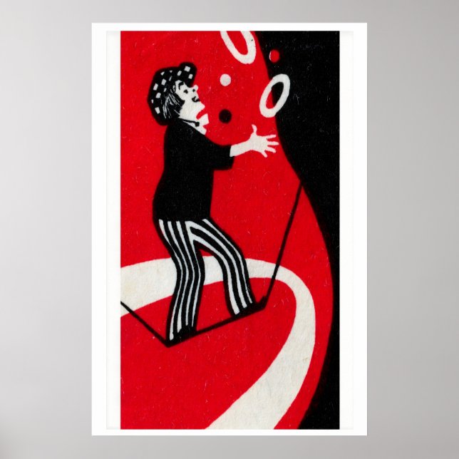 Poster Clown Juggling Rings Matchbox Art Print, Russian (Frente)