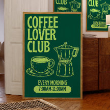 Clube de Amantes de Café, Estilo Quadro Negro Retr