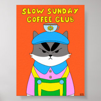 Poster Clube de Café de Domingo Devagar Ilustração de Gat