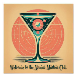 Pôster Clube de Coquetel Martini Atômico com Emaranhament
