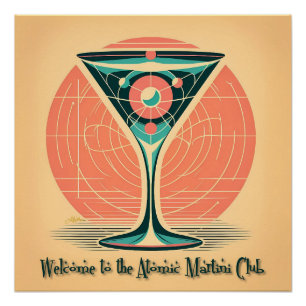 Pôster Clube de Coquetel Martini Atômico com Emaranhament