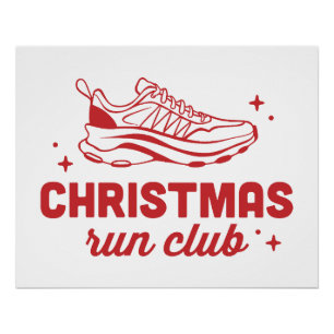 Pôster clube de corrida de natal vintage vermelho estétic