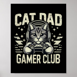 Poster Clube de Gamer Pai de Gato Engraçado Para Ele Víde