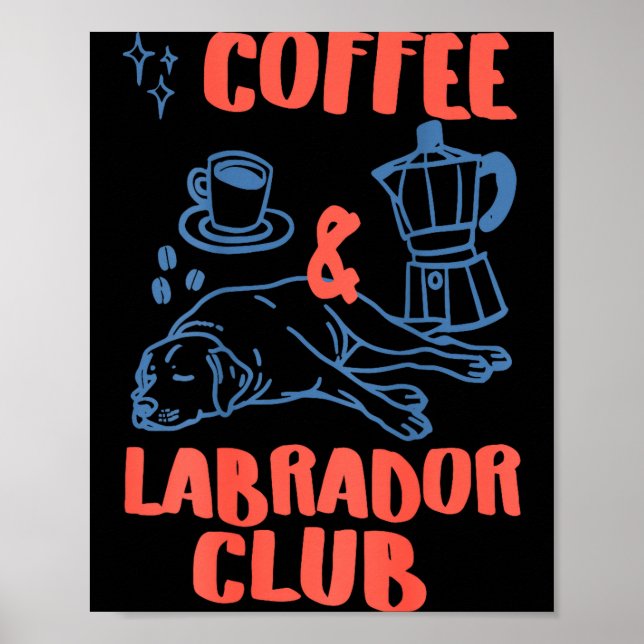 Poster Clube de Labrador Café Ilustração Amantes de Cães (Frente)