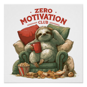 Pôster Clube de Motivação Zero Preguiça Relaxando na Polt