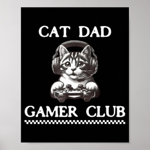 Poster Clube de Pai de Gato Gamer Engraçado Amante de Gat
