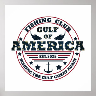 Poster Clube de pesca patriótico do Golfo da América