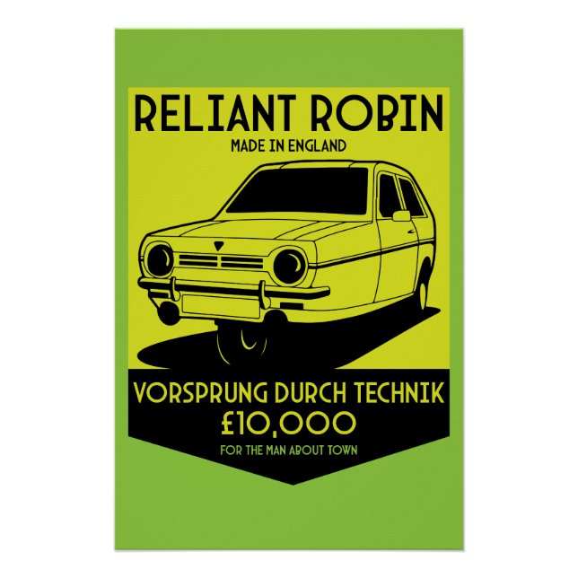 Pôster Clube de Proprietários do Reliant Robin (Frente)