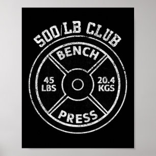 Poster Clube de Supino Reto de 500 Libras Academia Levant