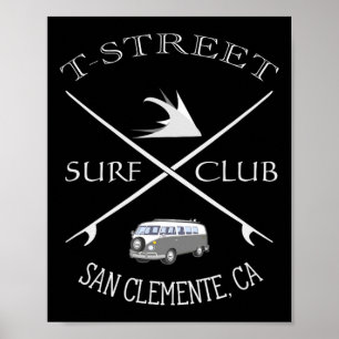 Poster Clube de Surf T-street San Clemente Califórnia