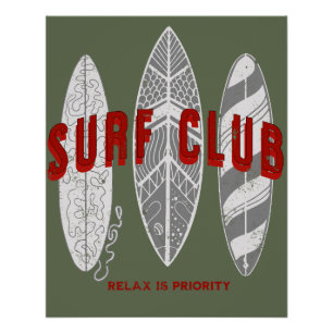 Pôster Clube de surfs Summer Beach Vacage Funny Vintage