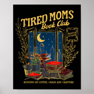 Poster Clube do livro das mães cansadas retrô booktrovert