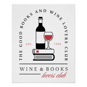 Pôster Clube do livro de vinho engraçado estética leitora