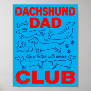 Poster Clube do Papai Dachshund no Design de Costas