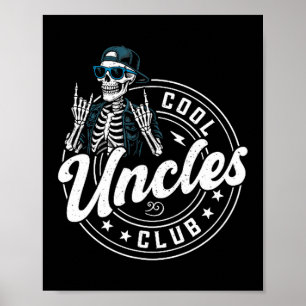 Poster Clube dos Tios Legais Retrô Esqueleto Engraçado No
