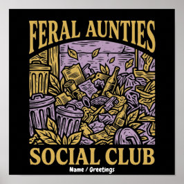 Poster Clube Social das Tias Ferozes Arte Retrô Divertida