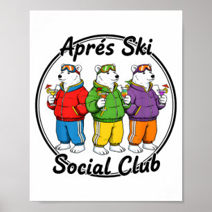 Poster Clube social de après ski urso polar engraçado de