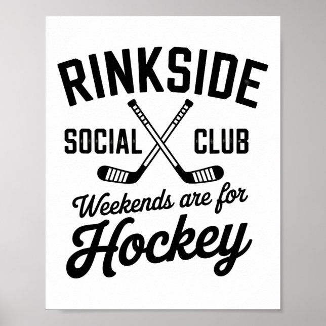 Poster Clube Social Rinkside Vibes de Hóquei no Gelo Retr (Frente)