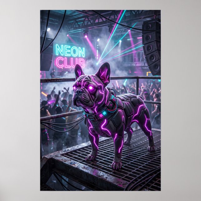 Poster Clube Subterrâneo Neon Frenchie (Frente)