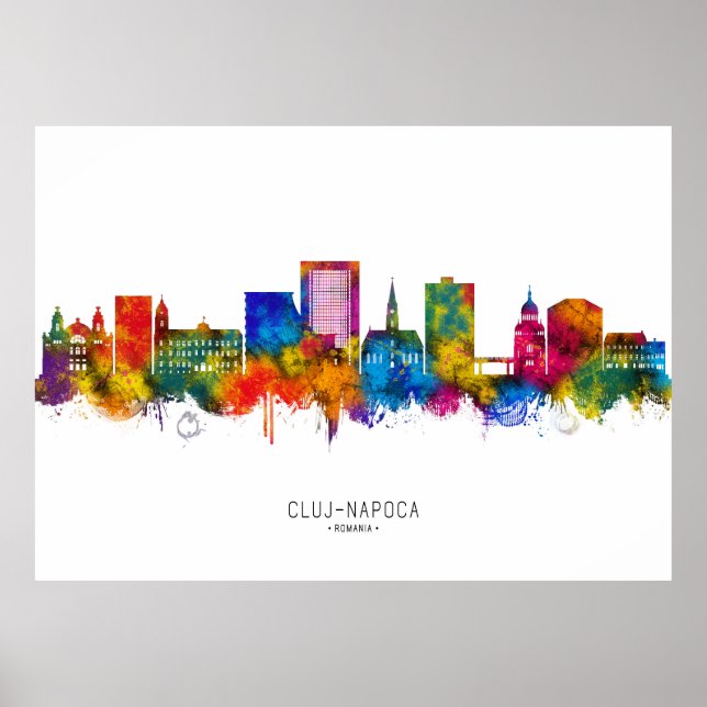 Poster Cluj-Napoca Romania Skyline (Frente)