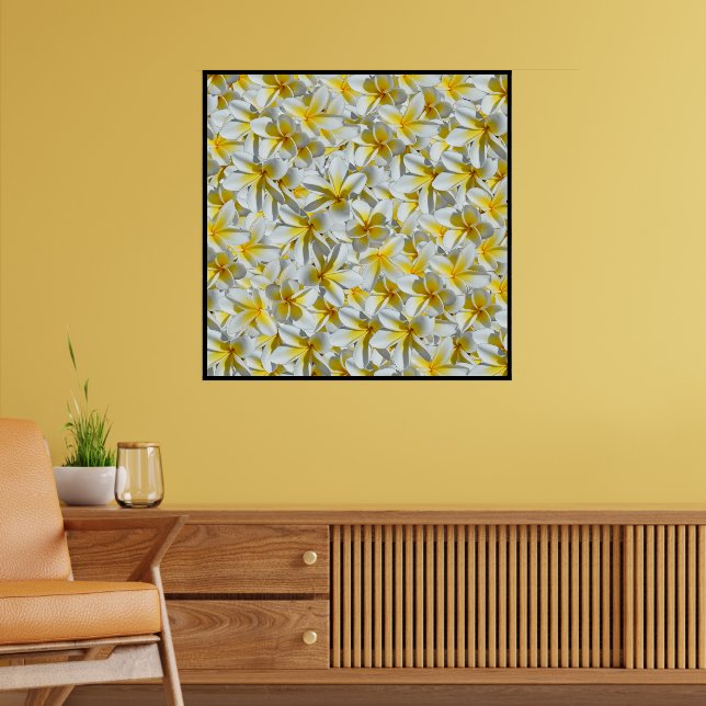 Poster Cluster De Flores De Frangipanas Amarelas E Branca (Sala de Estar 2)