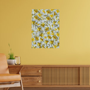 Poster Cluster De Flores De Frangipanos Amarelos E Branco