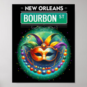 Poster Cly New Orleans Bourbon Street Diversão Legal Nola