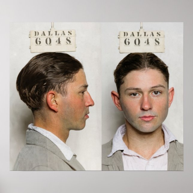 Poster Clyde Champion Barrow Mug Shot Dallas Circa 1926  (Frente)