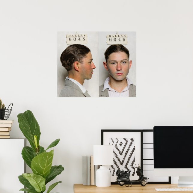 Poster Clyde Champion Barrow MugShot Dallas Circa 1926 (Escritório em casa)