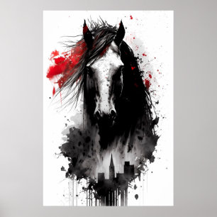 Poster Clydesdale Ink Portrait