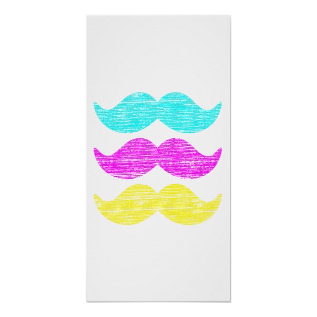 Pôster CMY Mustaches (estilo letterpress) (Frente)
