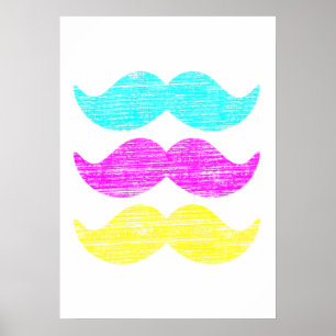 Pôster CMY Mustaches (estilo letterpress)