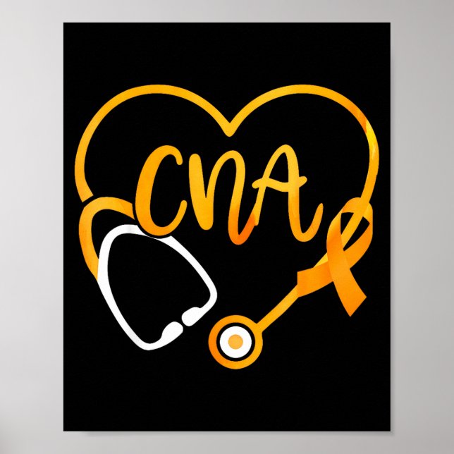 Poster Cna Heart Stethoscope Ribbon Multiple Sclerosis Aw (Frente)
