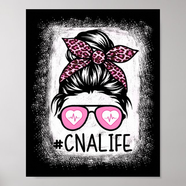 Poster Cna Nurse Life Bleached Shirts Nk Leopard Messy Bu (Frente)