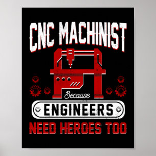 Poster CNC Machinist Porque Engenheiros Precisam De Herói