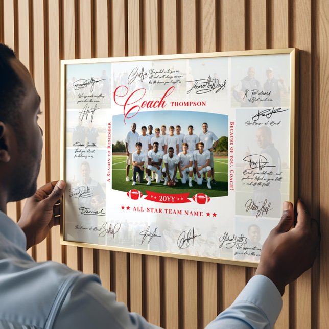Poster Coach Appreciation Collage Football Team Signature (Coach Appreciation Collage Football Team Signature Poster)