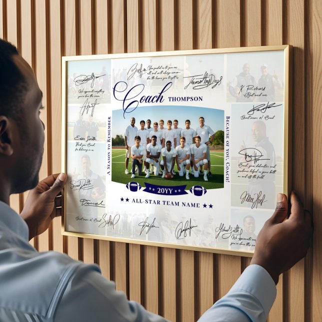 Poster Coach Appreciation Collage Football Team Signature (Coach Appreciation Collage Football Team Signature Poster)