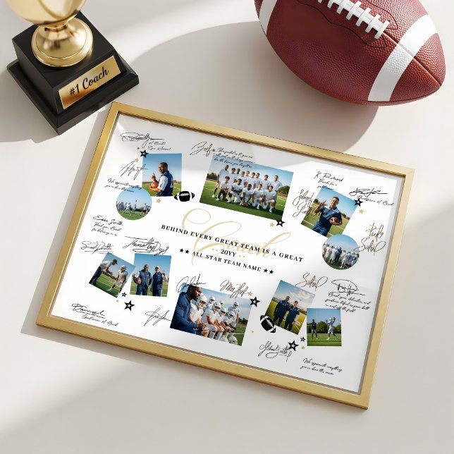 Poster Coach Appreciation Collage Football Team Signature (Coach Appreciation Collage Football Team Signature Poster)